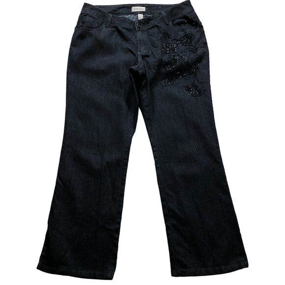 Venezia Lane Bryant Womens Jeans size 16 x31"in Black Embellished Cotton Stretch - Picture 1 of 10
